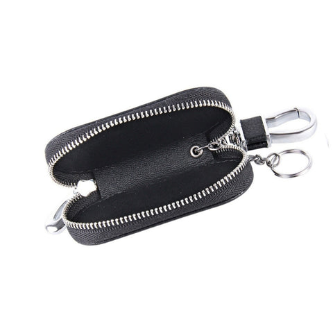 Universal Pure Cow Leather Waist Hanging Zipper Wallets Key Holder Bag (No Include Key), Key Holder Bag Black