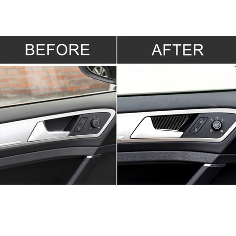 Car Carbon Fiber Door Inner Handle Wrist Panel Decorative Sticker for Volkswagen Golf 7 2013-2017, Door Inner Handle Wrist