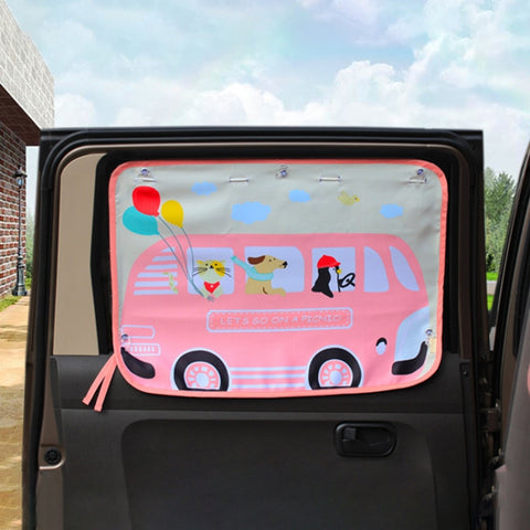 Car Large Rear Window Sunscreen Insulation Window Sunshade Cover, Size: 70*50cm, Rocket, Little Pirate, Happy Flying, Small Cloud, Happy Swing, Camping, Happy Time, Pink Bus, Happy Town, Happy School Bus, Magic World, Moon Baby, Waterpark, House       ...
