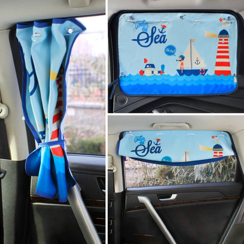 Car Large Rear Window Sunscreen Insulation Window Sunshade Cover, Size: 70*50cm, Rocket, Little Pirate, Happy Flying, Small Cloud, Happy Swing, Camping, Happy Time, Pink Bus, Happy Town, Happy School Bus, Magic World, Moon Baby, Waterpark, House       ...