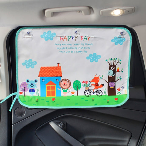 Car Large Rear Window Sunscreen Insulation Window Sunshade Cover, Size: 70*50cm, Rocket, Little Pirate, Happy Flying, Small Cloud, Happy Swing, Camping, Happy Time, Pink Bus, Happy Town, Happy School Bus, Magic World, Moon Baby, Waterpark, House       ...