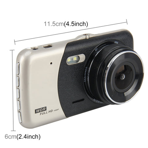 4 inch HD Video Recording HD Display Car Recorder with Separate F2.0 Camera, 12MP 170 Degrees Wide-angle/ Rear View Loop Recording/ G-Sensor Recording/ WDR Full HD/ Front Camera 1080P/ Rear Camera 720P/ Support 32G TF Card, 4 inch