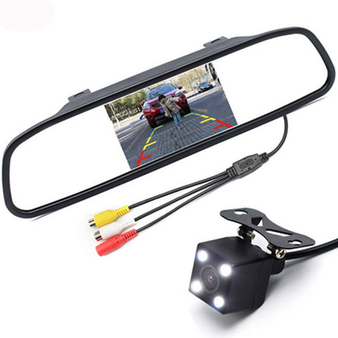 Car Video Monitor HD Auto Parking LED Night Vision CCD Reverse Rear View Camera with 4.3 inch Car Rear View Mirror, with 4.3 inch Car Rear View Mirror