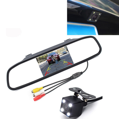 Car Video Monitor HD Auto Parking LED Night Vision CCD Reverse Rear View Camera with 4.3 inch Car Rear View Mirror, with 4.3 inch Car Rear View Mirror
