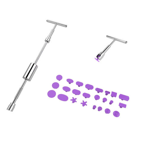 Auto Repair Body Tool Kit PDR Dent Paintless Repair Tools Dent Puller Slide Hammer Reverse Hammer Aluminum Suction Cups for Dent, With Red T handle, Without Red T handle