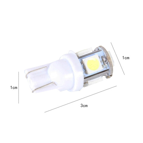 10PCS T10 3W 5500K SMD 5050 5 LED Car Clearance Lights Lamp, DC 12V, 5630-5smd LED