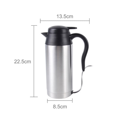 HJ-18A Stainless Steel Electric Mug 750ml DC 12V Car Electric Kettle Heated Mug Car Coffee Cup With Charger Cigarette Lighter Heating Cup Kettle Insulated Water Heater Mug, HJ-18A