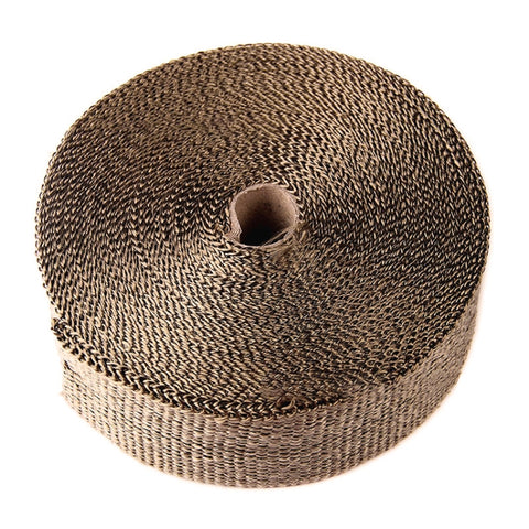 15m Titanium Gold Exhaust Wrap Auto Motor Exhaust Heat Shield Wrap Heat Resistant Wrap, 15m Titanium Gold
