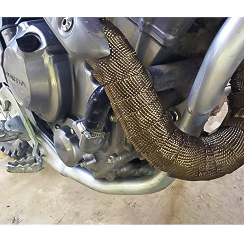 15m Titanium Gold Exhaust Wrap Auto Motor Exhaust Heat Shield Wrap Heat Resistant Wrap, 15m Titanium Gold