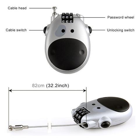 JASIT Portable Multifunction Cute Cow Travel Luggage Password Lock, Luggage Password Lock