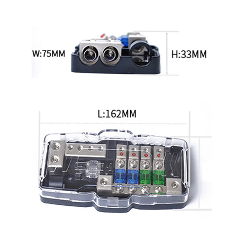 Car Audio Stereo Distribution Block Ground Mini ANL Fuse Block 4 Way Fuse Block 30A 60A 80Amp with LED, 4 Way Fuse Block