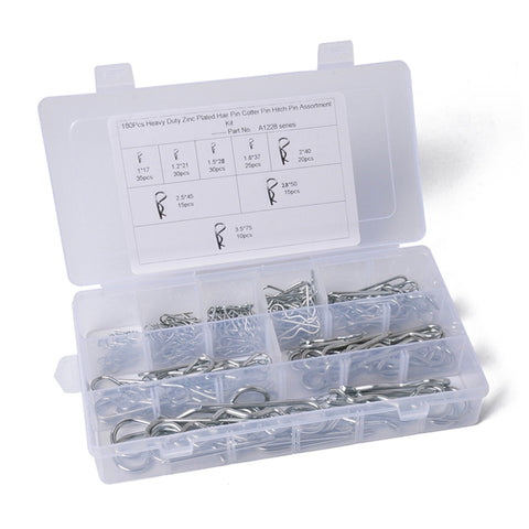 180 PCS Heavy Duty Zinc Plated Cotter R Tractor Clip Pin for Car / Boat / Garages, 180 PCS
