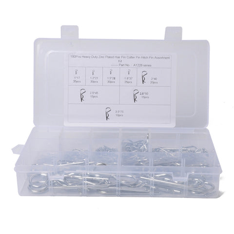 180 PCS Heavy Duty Zinc Plated Cotter R Tractor Clip Pin for Car / Boat / Garages, 180 PCS