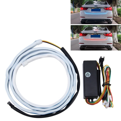 1.2m Car Auto Waterproof Universal Four Color Rear Flowing Light Tail Box Lights with Tail Light Controller, Ice Blue Light Driving Light, White Light Reversing Light, Red Light Brake Light, Yellow Light Turn Signal Light, LED Lamp Strip Tail Decoratio...