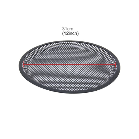 12 inch Car Auto Metal Mesh Black Round Hole Subwoofer Loudspeaker Protective Cover Mask Kit with Fixed Holder, 12 Inch