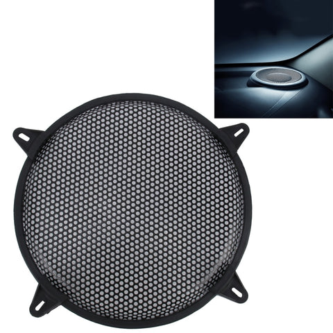12 inch Car Auto Metal Mesh Black Round Hole Subwoofer Loudspeaker Protective Cover Mask Kit with Fixed Holder, 12 Inch