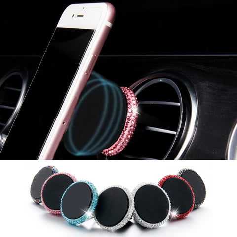 Car Diamond Magnetic Air Outlet Mobile Phone Holder, Air Outlet Holder(Pink), Air Outlet Holder(Blue), Air Outlet Holder(Red), Air Outlet Holder(White), Air Outlet Holder (Colourful White), Air Outlet Holder(Black), Air Outlet e Holder(Colour)