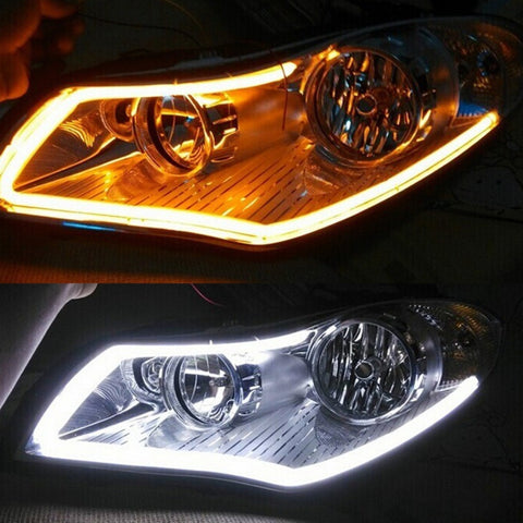 2 PCS 30cm DC12V 3.2W Ultra-thin Car Auto Double Colors Turn Lights / Running Lights (Turn Lights: Yellow Light; Running Lights: White Light), 30cm DC12V 3.2W