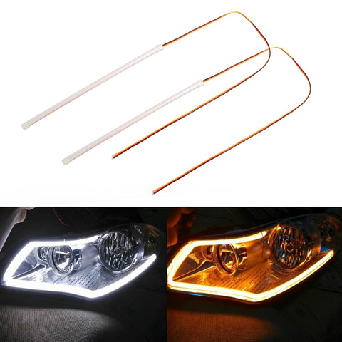 2 PCS 30cm DC12V 3.2W Ultra-thin Car Auto Double Colors Turn Lights / Running Lights (Turn Lights: Yellow Light; Running Lights: White Light), 30cm DC12V 3.2W