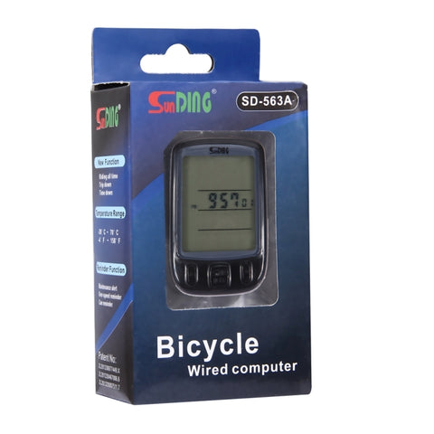 SunDing SD-563B Multifunction Wired LCD Screen Waterproof Bicycle Computer Odometer Speedometer withLight Control Backlight Function, SD-563B