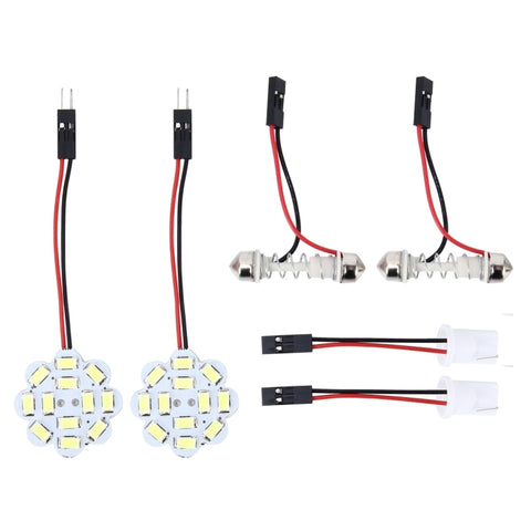 2 PCS 3W 200 LM 6000K Flower Shape Car Auto Interior Doom Reading Light with 12 SMD-5630 LED Lamps Bicuspid and T10 Adapter Cable, DC 12V, Flower Shape Reading Light