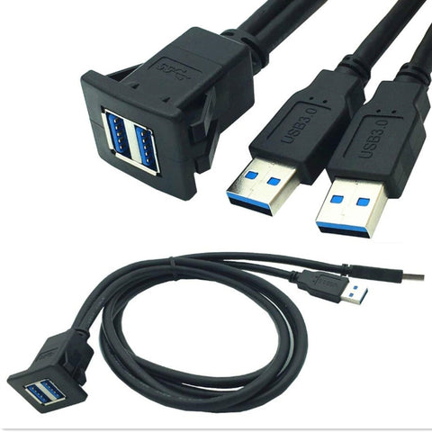 2m ABS Shell Flush Mount USB 3.0 Dock Car Ship Motorcycle Dashboard Panel Male to Female Data Waterproof Extension Cord, For Cable Length: 2m