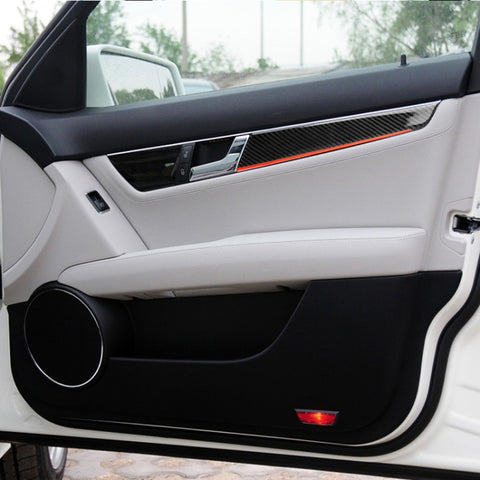 4 PCS Car Carbon Fiber Red Inner Door Panel Decorative Sticker for Mercedes-Benz W204 2007-2013, Red Inner Door Panel