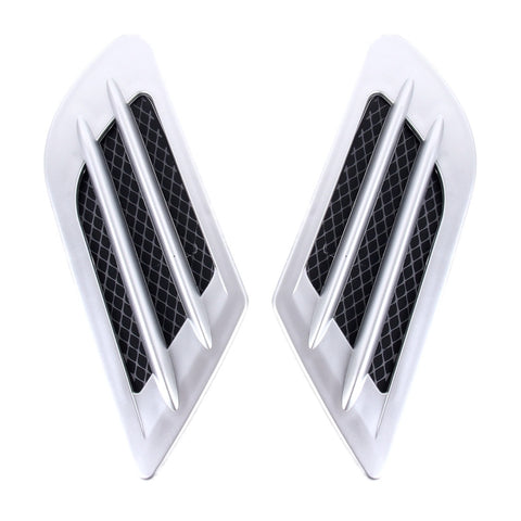 2 PCS Euro Style Plastic Decorative Air Flow Intake Turbo Bonnet Hood Side Vent Grille Cover With Self-adhesive Sticker