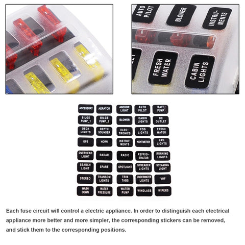 1 in 10 Out Fuse Box PC Terminal Block Fuse Holder Kits with LED Warning Indicator for Auto Car Truck Boat, 1 in 10 Out (PC Terminal Block)