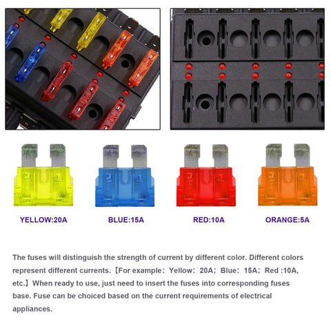 1 in 6 Out 6 Way Circuit Fuse Box Screw Terminal Section Fuse Holder Kits with LED Warning Indicator for Auto Car Truck Boat, 1 in 6 Out (Screw Terminal Section)