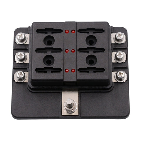 1 in 6 Out 6 Way Circuit Fuse Box Screw Terminal Section Fuse Holder Kits with LED Warning Indicator for Auto Car Truck Boat, 1 in 6 Out (Screw Terminal Section)