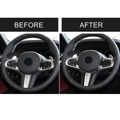 Car Carbon Fiber Steering Wheel Lower Panel Decorative Sticker for BMW G30(2018-2020) / G01(2018-2020) / G02(2019-2020), Steering Wheel Lower Panel