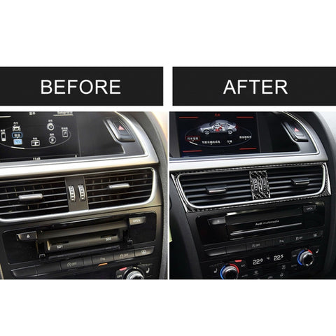 2 in 1 Car Carbon Fiber Air Conditioning Air Outlet Frame Decorative Sticker for Audi A4 B8 2009-2016 / A5 2008-2017 / Q5 2009-2017​, Left Drive, Air Conditioning Air Outlet Frame
