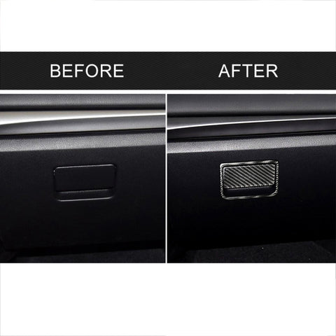 Car Carbon Fiber Front Passenger Seat Storage Box Decorative Sticker for Mazda Axela 2017-2018, Front Passenger Seat Storage Box