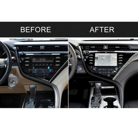 Car Carbon Fiber Central Control S Strip Decorative Sticker for Toyota Eighth Generation Camry 2018-2019, Left Drive, Central Control S Strip