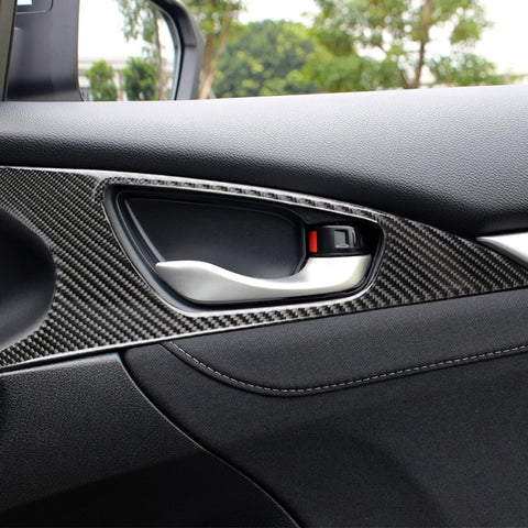 2 PCS Car Carbon Fiber Door Inner Handle Wrist Panel Decorative Sticker for Honda Tenth Generation Civic 2016-2019, Door Inner Handle Wrist Panel