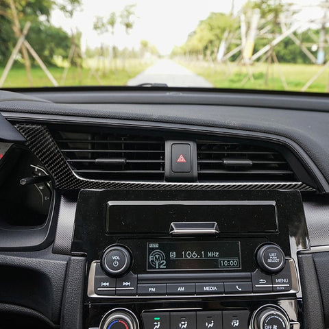 Car Carbon Fiber Central Control Air Outlet Below Decorative Sticker for Honda Tenth Generation Civic 2016-2019, Left Drive, Central Control Air Outlet Below