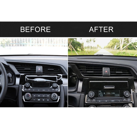 Car Carbon Fiber Central Control Air Outlet Below Decorative Sticker for Honda Tenth Generation Civic 2016-2019, Left Drive, Central Control Air Outlet Below