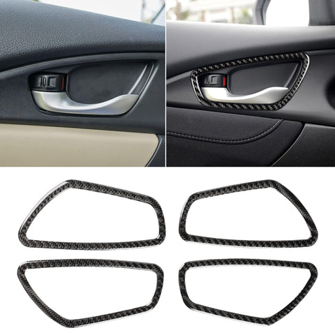 4 PCS Car Carbon Fiber Door Inner Wrist Frame Decorative Sticker for Honda Tenth Generation Civic 2016-2019, Door Inner Wrist Frame