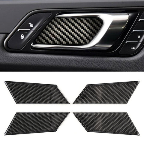 4 PCS Carbon Fiber Car Inner Door Bowl Decorative Sticker for Porsche Macan, Inner Door Bowl