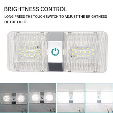 D4376D DC11-18V 6W 6000-6500K IP50 48LEDs SMD-5050 Marine RV Dimmable LED Dome Light Ceiling Lamp, with Touch Control, D4376D