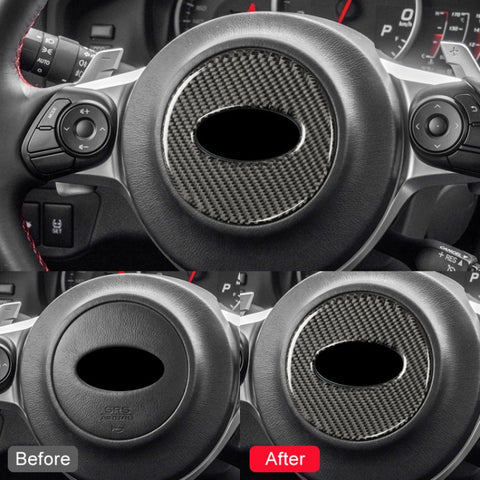 Car Carbon Fiber Steering Wheel Decorative Sticker for Subaru Forester 2016-2018, Left and Right Drive Universal, Steering Wheel, Steering Wheel Red