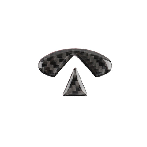 2 PCS Car Carbon Fiber Steering Wheel Logo Decorative Sticker for Infiniti Q50 / Q60 2014-2020, Steering Wheel Logo