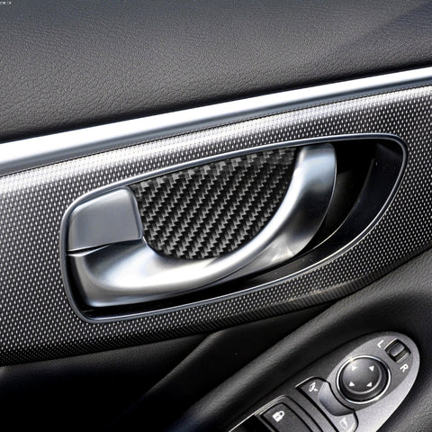 4 PCS Car Carbon Fiber Door Inner Handle Wrist Panel Decorative Sticker for Infiniti Q50 / Q60 2014-2020, Door Inner Handle Wrist