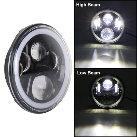 2 PCS 7 inch DC12V 6000K-6500K 50W Car LED Headlight Cree Lamp Beads for Jeep Wrangler / Harley, Support APP + Bluetooth Control, DC12V 6000K-6500K