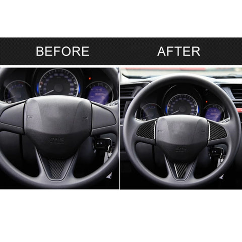 3 in 1 Car Carbon Fiber Steering Wheel Button Decorative Sticker for Honda Fit, Left and Right Drive Universal, For Honda Fit