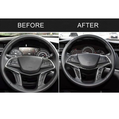 4 in 1 Car Carbon Fiber Steering Wheel Button Decorative Sticker for Cadillac xt5 2016-2017, Left and Right Drive Universal, For Cadillac xt5 2016-2017