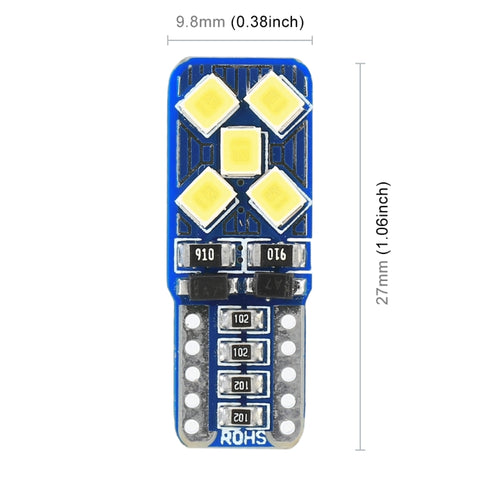 2 PCS T10 / W5W / 168 DC12V 1.8W 6000K 130LM 10LEDs SMD-2835 Car Reading Lamp Clearance Light, with Decoder, 10LEDs SMD-2835