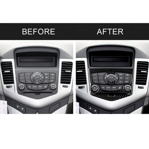 Car Carbon Fiber CD Panel Decorative Sticker for Chevrolet Cruze 2009-2015, Left and Right Drive Universal, CD Panel
