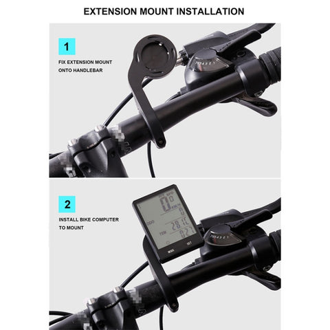 2.8 inch English Wireless Waterproof Cycle Computer LCD Odometer Speedometer with Extension Holder, Wireless with Extension Holder